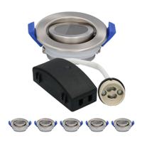 Set van 6 Peru LED Inbouwspots - Kantelbaar armatuur - Diameter 85mm - GU10 Fitting incl. lamphouder - IP65 voor badkamer en buiten - Rond - RVS - thumbnail