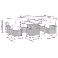 9-delige Loungeset met kussens poly rattan zwart - thumbnail