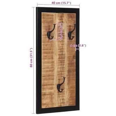 Kapstok 40x2x80 cm massief ruw mangohout