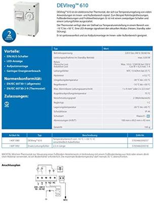 Danfoss 140F1080 DEVIreg610 #140F1080 Kamerthermostaat 1 stuk(s)