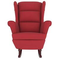 Schommelstoel met massief rubberwood poten fluweel wijnrood - thumbnail