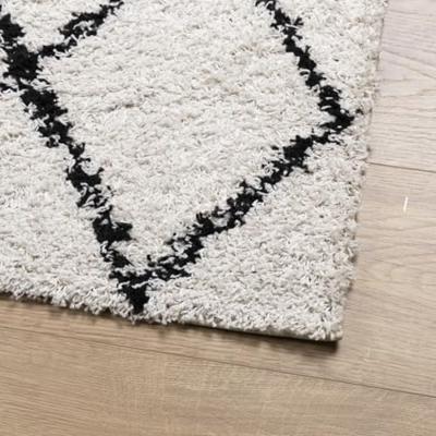 VidaXL Vloerkleed pamplona shaggy hoogpolig 100x200 cm crème en zwart
