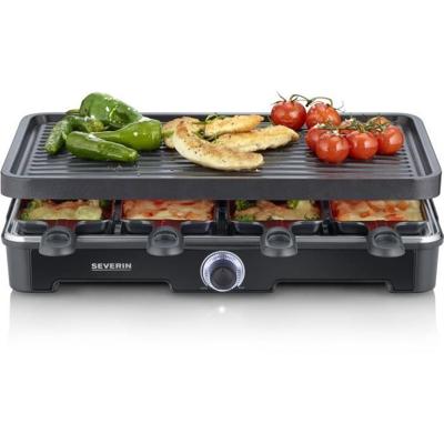Raclettemachine - SEVERIN - RG9670 - 8 personen - Grote kookplaat met antiaanbaklaag 41,7 x 26,3 cm - 1400 W - Zwart - thumbnail
