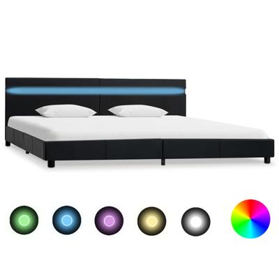 vidaXL Bedframe met LED kunstleer zwart 180x200 cm