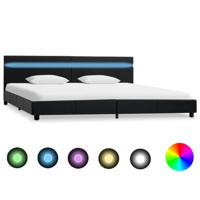 vidaXL Bedframe met LED kunstleer zwart 180x200 cm - thumbnail