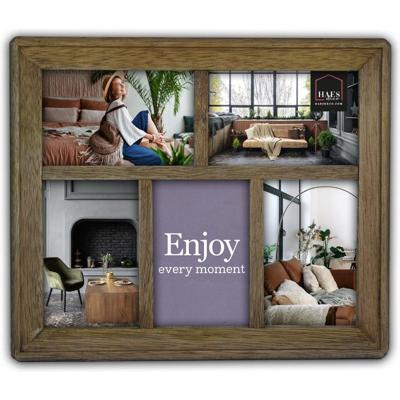 Haes Deco Houten Multi Fotolijst Malaga in rustiek bruin voor 5 foto's 10x15 cm (formaat 35,5 x 30 cm) - MP11415-1
