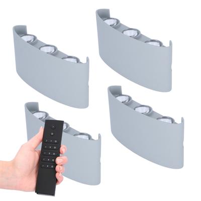 4x Tulsa LED Wandlamp - Dimbaar - Grijs - 6 Watt 280 lumen - 3000K warm wit - IP54 waterdicht - Up & Down light - Incl. dimmer met afstandsbediening