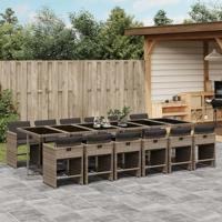 13-delige Tuinset met kussens poly rattan grijs - thumbnail