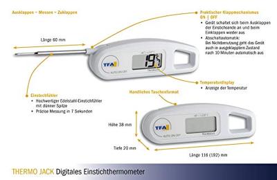 TFA Dostmann 30.1047 Keukenthermometer Automatische uitschakeling conform HACCP en EN 13485, Straalwaterdicht IP65 Sauzen, Pasteuze stoffen, Halfvaste stoffen, - thumbnail