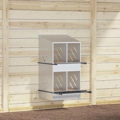 Kippennestkast met 4 vakken gegalvaniseerd metaal zilverkleurig