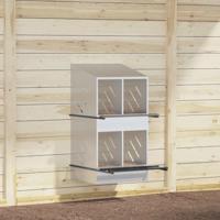 Kippennestkast met 4 vakken gegalvaniseerd metaal zilverkleurig - thumbnail