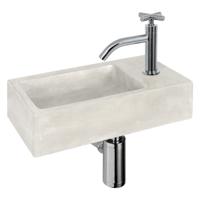 Fonteinset Differnz Ravo Beton 38.5x18.5x9 cm Licht Grijs Met Gebogen Kruis Kraan Chroom - thumbnail