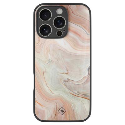 iPhone 16 Pro glazen hardcase - Marmer waves iPhone 16 Pro glazen hardcase - Marmer waves