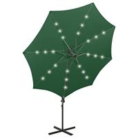 VidaXL Zweefparasol met paal en led-verlichting 300 cm groen - thumbnail