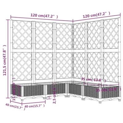 Plantenbak met latwerk 120x120x121,5 cm polypropeen zwart Plantenbak met latwerk 120x120x121,5 cm polypropeen zwart