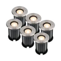 Set van 6 Maisy LED Grondspots Rond - Dimbaar - GU10 - 2700K warm wit - 4 Watt 345 lumen - Rond - Ø12cm - Tuinspot - Oprit - RVS - IP67 waterdicht - thumbnail