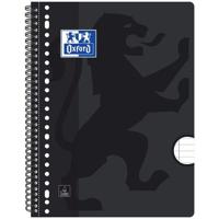 Collegeblok Oxford A4+ lijn 4-gaats 180 pagina&apos;s 80gr zwart | 5 stuks - thumbnail