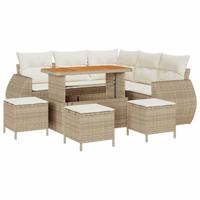 Tuinbankenset 9 pcs Beige poly rattan - thumbnail