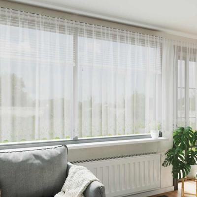VidaXL Kantgordijn met gordijnen bloemen wit 140 x 750 cm polyester VidaXL Kantgordijn met gordijnen bloemen wit 140 x 750 cm polyester