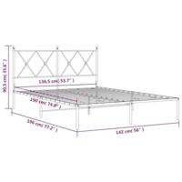 Bedframe met hoofdbord metaal zwart 135x190 cm - thumbnail