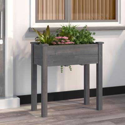 VidaXL Plantenbak met voering 71x37x76 cm massief vurenhout grijs