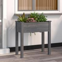 VidaXL Plantenbak met voering 71x37x76 cm massief vurenhout grijs - thumbnail