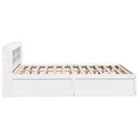 Bedframe met hoofdbord massief grenenhout wit 140x190 cm - thumbnail