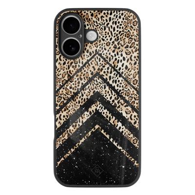 iPhone 16 glazen hardcase - Chevron luipaard iPhone 16 glazen hardcase - Chevron luipaard