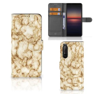 Sony Xperia 1 II | Bookcase | Marmer Goud