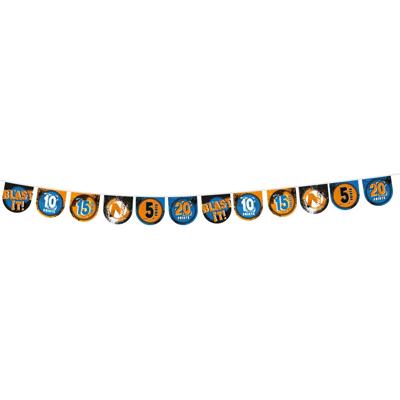 Amscan Vlaggenlijn nerf blauw/oranje 400 cm | 24 stuks