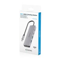 Aisens ASUC-5P028-GR-koppeling USB Type-C - 1 x HDMI - 2 x USB Type C - 2 x USB Type-C PD- Grijs - thumbnail