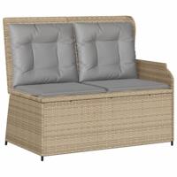 5-delige Loungeset met kussens poly rattan beige - thumbnail