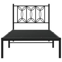 Bedframe met hoofdbord metaal zwart 90x200 cm - thumbnail