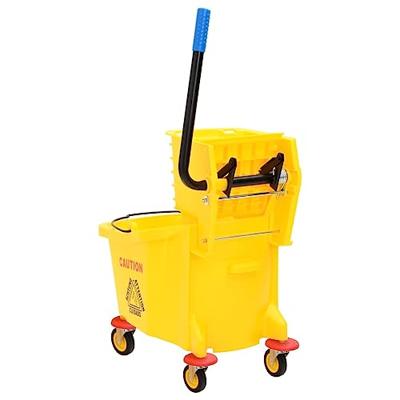 Dweilemmer met wringer en wielen 36 L polypropeen geel