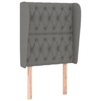 Hoofdbord met randen 83x23x118/128 cm stof donkergrijs - thumbnail