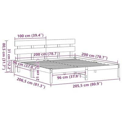 Bedframe met hoofdeinde Wit 200 x 200 cm Massief grenenhout Bedframe met hoofdeinde Wit 200 x 200 cm Massief grenenhout