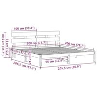 Bedframe met hoofdeinde Wit 200 x 200 cm Massief grenenhout - thumbnail