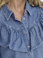 Only Onlindigo Ls Frill Dnm Shirt Qyt Noos Blouse Medium Blue Denim - thumbnail