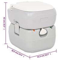 VidaXL Campingtoilet draagbaar 22+12 l hdpe grijs en wit - thumbnail
