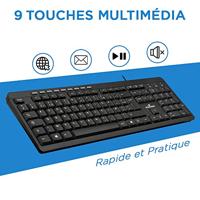 Bluestork Geavanceerd bekabeld toetsenbord, elegant met 10 multimedia-hotkeys, compatibel met Windows Azerty Frans. - thumbnail