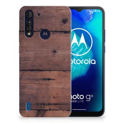 Motorola Moto G8 Power Lite | Bumper Hoesje | Old Wood