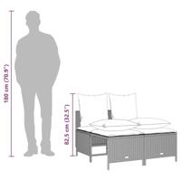 4-delige Loungeset met kussens poly rattan lichtgrijs - thumbnail