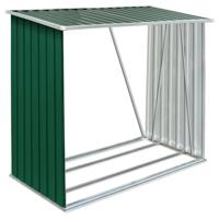VidaXL Haardhoutschuur 163x83x154 cm gegalvaniseerd staal groen - thumbnail