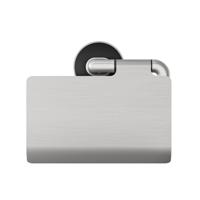 Tiger Cooper Toiletrolhouder - met klep - geborsteld RVS/zwart 800224 - thumbnail