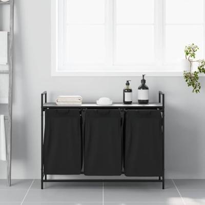 Wasmand 3 vakken met plank grijs sonoma eiken