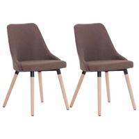 vidaXL Eetkamerstoelen 2 st stof bruin - thumbnail
