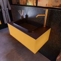 Badkamermeubelset Mondiaz Erin 80 cm met 1 Lade met RIDGE Wastafel Midden Urban met 1 kraangat Greeploos Mat Ocher - thumbnail