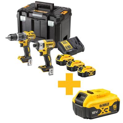 DeWalt DCK266P3T accu set | DCD796 + DCF887 in T-Stak koffer | 18v 5.0Ah Li-ion + 3e accu - DCK266P3T-QW
