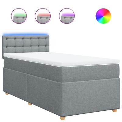 Boxspring met matras stof lichtgrijs 90x190 cm