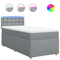 Boxspring met matras stof lichtgrijs 90x200 cm - thumbnail